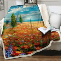 2023 Beautiful Flower Sea Pattern 3D Warm Soft Plush Throw Blankets for Beds Sofa Home Quilt Nap Cover Portable Travel Picnic Bedding