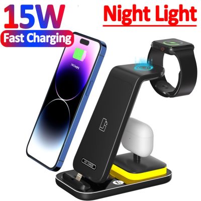 15W 3 in 1 Wireless Charger Stand Pad For iPhone 14 13 12 Pro Max Apple Watch Fast Charging Dock Station for Airpods Pro IWatch