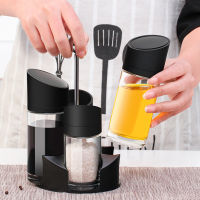 5Pcs หมุน Cruet ชุดสำหรับเครื่องเทศคอนเทนเนอร์เครื่องปรุงรสเกลือและพริกไทย Shaker น้ำมันน้ำส้มสายชูขวดห้องครัว Rack