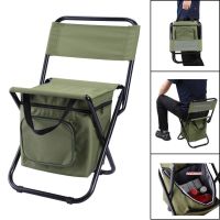 3-in-1 Outdoor Foldable Chair With Ice Storage Bag Backrest Portable High Load-bearing Camping Fishing Chair Accessories