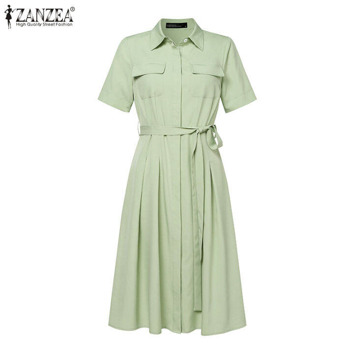 สินค้ามาใหม่-จัดส่งฟรี-fancystyle-zanzea-เสื้อเชิ้ตทรงเอไลน์แฟชั่นสำหรับสไตล์เกาหลีของผู้หญิง-ol-ทำงานชุดซันเดรสแบบเปิดคอปก-11