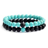 Set of 2 Couple Lover Relationship Bracelet Set Lava Beads Stone Bracelet Women Men Fashion Jewelry Gift for him pulsera