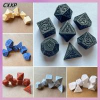 CXXP 7Pcs/set 7-Die Table Game ลูกเต๋า DND D4 D6 D8 D10 D12 D20 เรโทรกลวง ลูกเต๋าเกม หลายเหลี่ยมเพชรพลอย เกมปาร์ตี้ปาร์ตี้ ลูกเต๋าหลายด้าน TRPG DND