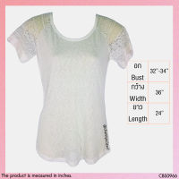 USED - White Lace T-Shirt | เสื้อยืดสีขาว เสื้อลูกไม้ แขนสั้น คอกลม ลูกไม้ ลายดอก ทรงใหญ่ สีพื้น มือสอง