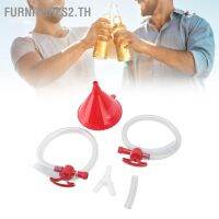 Furnitures2.th Double Header Cone Beer Funnel สีแดงเกรดอาหาร PP และ Tube Set สำหรับงานปาร์ตี้ริมชายหาดTH