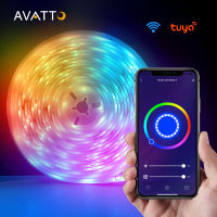 AVATTO Tuya 5050 RGB WiFi ไฟ LED Strip พร้อมจังหวะเพลง,5-20M เทปยืดหยุ่นไดโอดริบบิ้นเสียงทำงานสำหรับ Alexa, Home *