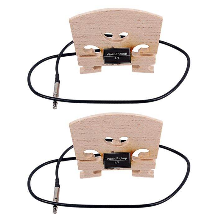 2Pcs Violin Bridge with Internally Mounted Piezo Pickup for 4/4 Full Size Electric Violin Parts