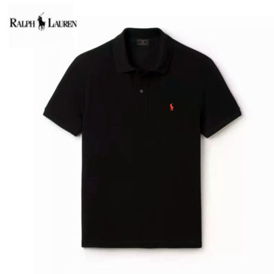 Mens short-sleeved polo shirt, high-quality summer embroidered solid color embroidered polo shirt with collar.