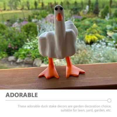 Funny White Duck Resin Figurine Cute Little Duck Ornament Decor Z7Q7