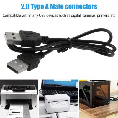 Kabel ekstensi komputer USB ganda kabel ekstensi komputer USB ganda 0.5M 1M USB 2.0 tipe A Male ke Male kabel Data hitam 480 Mbps tinggi