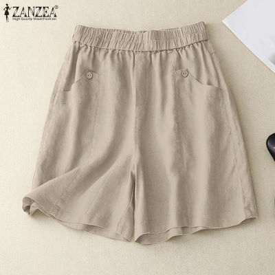 (สินค้ามาใหม่)(จัดส่งฟรี)Fancystyle ZANZEA กางเกงวินเทจของผู้หญิงที่เรียบง่ายกางเกงขาสั้นธรรมดาหลวมผ้าฝ้ายเอวยืด #2