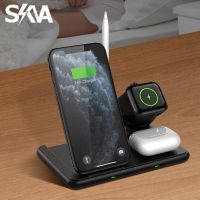 ZZOOI 4 in 1 15W Wireless Charger Stand for iphone 12 11 Pro XS MAX Airpods Apple Watch Samsung Xiaomi Foldable Charging Dock Station