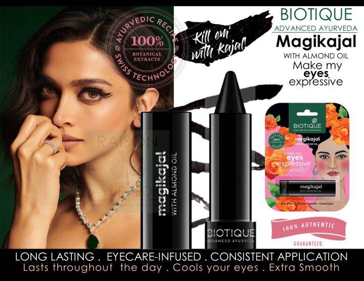 Biotique Natural Makeup Magikajal, Intense Black 3gm Lazada