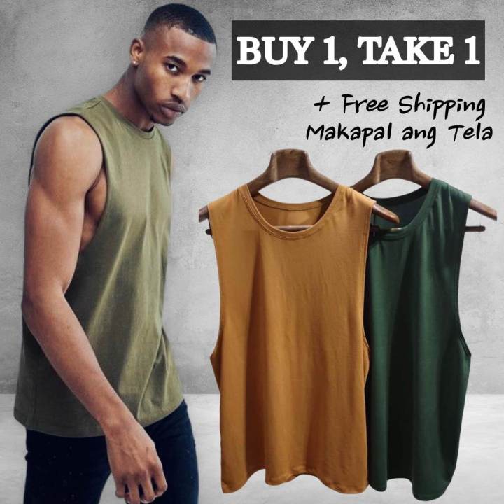 【BUY 1 TAKE 1 SUMMER SALE】Unisex Muscle Tee Sando for Men Women gym ...