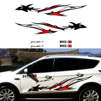 Stiker Vinil Mobil Grafis Bergaris Naga Api Hitam Merah 190Cm Sisi Tubuh