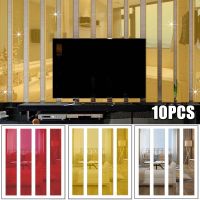 ☇✟ 10pcs Mirror Wall Stickers Room Background Decoration Strips Self-adhesive