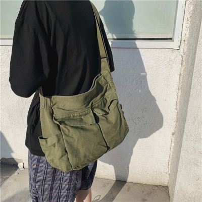 Tooling Cross-Body Shoulder Bag Men Women ins Canvas Student Street Large-Capacity Casual Literary
