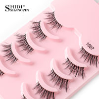 SHIDISHANGPIN 35คู่ครึ่งขนตาโปร่งใสก้านที่มองไม่เห็น Faux Mink Lashes Reusable ขนตาปลอมธรรมชาติ Fluffy