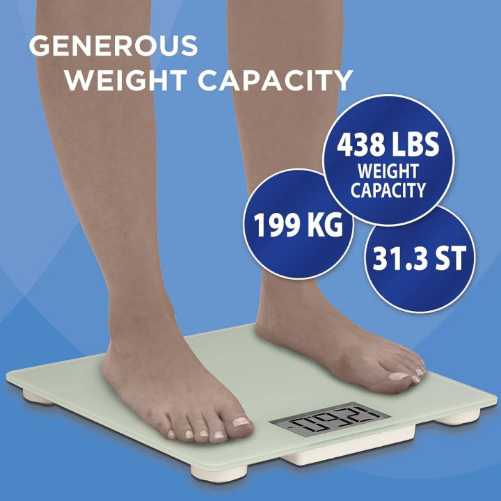 healthwise-digital-weight-scale-438-lbs-199-kg-capacity-tempered-glass-auto-on-quick-accurate-body-weight-measurements-measurement-modes-lbs-kg-or-st