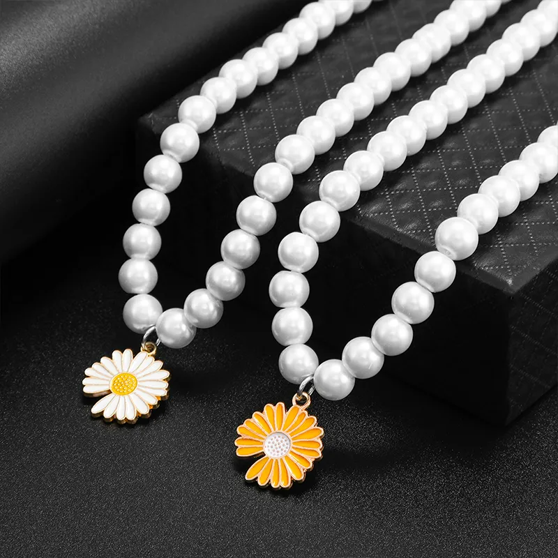 New Fashion Imitation Pearl Daisy Choker Necklace Elegant White Flower Pendant  Necklaces for Women Jewelry Gifts | Wish