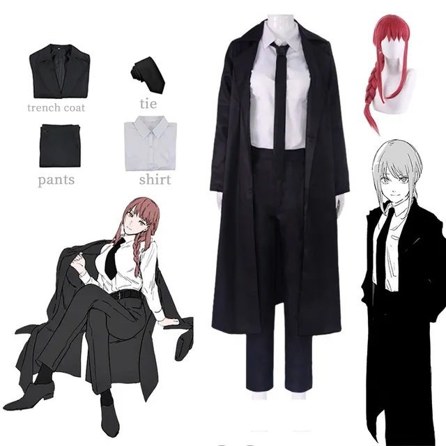 Anime Chainsaw Man Makima Angel Devil Cosplay Costume Wig Black Suit Shirt  Pants Coat Halloween Party Role Play Uniform Girls - AliExpress