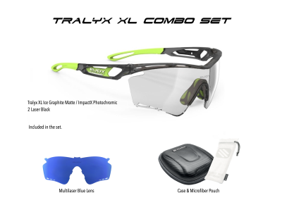 Rudy Project Tralyx XL Ice Graphite Matte / ImpactX Photochromic 2 Laser Black + Multilaser Blue Combo Set Sunglasses