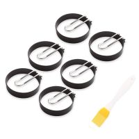 6 Pack Non Stick Egg Ring Mold,Stainless Steel Circle Shaper Rings, Kitchen Cooking Tool for Frying Egg,Sandwiches