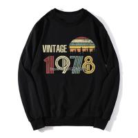 เสื้อฮู้ดของขวัญวันเกิดมีความสุขวินเทจ1978ผู้ชายคอกลม