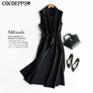 COCOEPPS Áo Vest Nữ Áo Ghi Lê Dài Vừa Thu Đông
