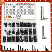 BUSH 840Pcs M2 M3 M4 M5 ชุดน็อตและสลักเกลียว เหล็กอัลลอยเกรด10.9 สกรูฝาครอบซ็อกเก็ต hex หัวปุ่ม สกรูสำหรับเครื่องจักร สกรูเมตริก มืออาชีพด้านการ