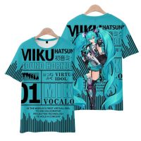 T SHIRT -  ฤดูร้อน 3D พิมพ์ชายและหญิงอะนิเมะ Hatsune Miku การ์ตูนรอบคอแขนสั้นเด็กน่ารักเสื้อยืด