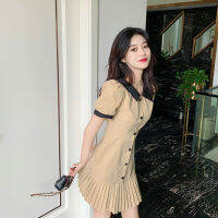 ชุดปลาหางยาวคอโปโลสีตัดกันผู้หญิง,L-4XL เอวกระโปรงบางเอวแขนพอง