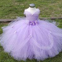 2-8Y Flower Girl Princess Dress Kid Party Pageant Wedding Bridesmaid Tutu Dresses Pink Lavender Kids Dress for Girls PT153