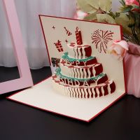 3D Up Greeting Card Happy Birthday Cake Music LED Postcard With Envelope New