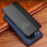 △❀ For Huawei Mate30 Windows Flip Case P30 Cross Skin Cowhide Genuine Leather Case Business Smart Bag Cover for huawei mate30 pro