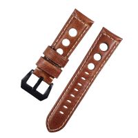 Genuine Leather Watch Strap Vintage Brown Black 20mm 22mm 24mm Watch Belt For Man Three Holes Breathable Soft Watch Band Leatherby Hs2023