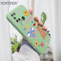 Hontinga เคสโทรศัพท์,เคสสำหรับ Realme 7I Realme C17ลายหมีดอกไม้สีรุ้งเคสยางขอบซิลิโคนนิ่มแบบดั้งเดิมเคสคลุมเต็มกล้องเคสป้องกันด้านหลังเคสใส่โทรศัพท์นิ่มสำหรับเด็กผู้หญิง