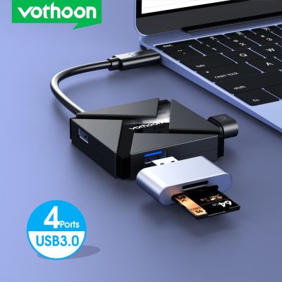 Vothoon ตัวแยก USB พอร์ต4 USB 3.0ฮับความเร็วสูงสำหรับฮาร์ดไดรฟ์ USB แฟลชไดรฟ์เมาส์คีย์บอร์ดขยายอะแดปเตอร์