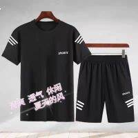 【hot seller】 complete set of quick-drying round neck summer new two-piece loose thin casual running suit