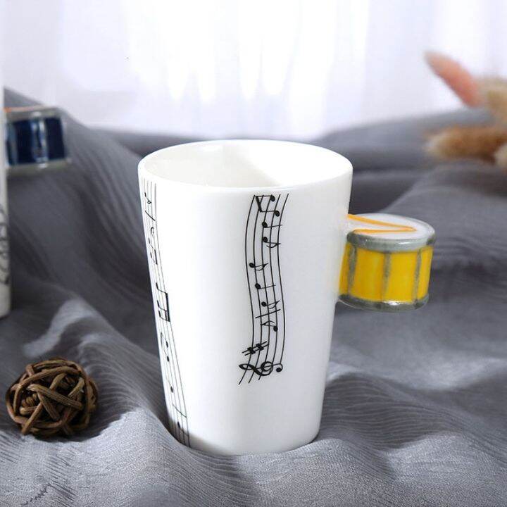 high-end-cups-240มิลลิลิตรเพลงสไตล์แก้วกาแฟถ้วยกีตาร์ไวโอลินเปียโนแซกโซโฟนรูปร่างจับศิลปะถ้วยสำหรับคริสต์มาสของขวัญแต่งงานเพลงผู้ที่ชื่นชอบ