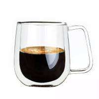 แก้วน้ำ แก้วสองชั้น แก้วกาแฟ Double wall Glass รุ่นมีมือจับ ขนาดความจุ 250ml.