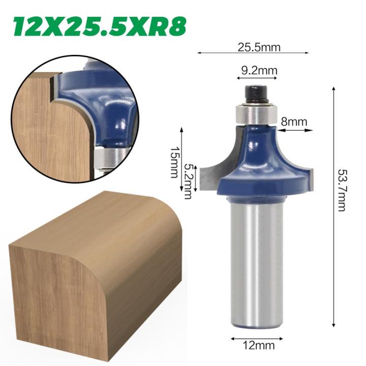 1pc-12mm-shank-corner-round-over-cutter-ทังสเตน-2-ขลุ่ยแกะสลักไม้-router-bit-woodworking-cutting-tools