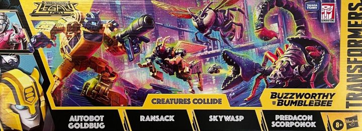 in-stock-transformers-legacy-buzzworthy-bumblebee-creatures-collide-4-pack-goldbug-scorponok-ransack-skywasp-action-figure-toy