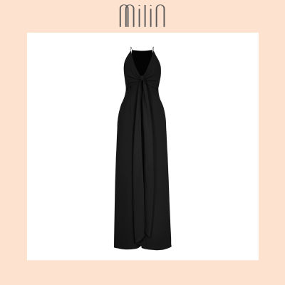 [MILIN] Front tie V-neck wide leg jumpsuit ชุดจั๊มสูทขายาวทรงบานคอวีผูกโบว์หน้า Vahine Jumpsuit