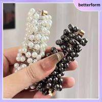 BETTERFORM 2 Pcs ไข่มุกไข่มุก กิ๊บติดผมลวดโทรศัพท์ สไปรอล อีลาสติก มุก headrope ของใหม่ แหวนผมยืดหยุ่น สำหรับผู้หญิง