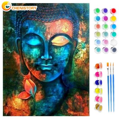 ❦♤ CHENISTORY DIY Handwork Paint By Number Lord Buddha On Canvas Religious Kit For Adult Drawing Coloring By Number Picture Home De