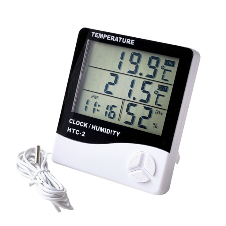 เครื่องวัดอุณหภูมิและความชื้น-แบบดิจิตอล-htc-2-thermometer-มัลติฟังชั่น-นาฬิกา-วัดอุณหภูมิได้ทั้งภายในและภายนอก-มีฟังชั่นวัดความชื้น-และนาฬิกาปลุก