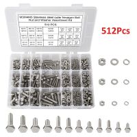 Stainless Steel Hex Head Screws Bolts and Nuts Kit M3/M4/M5/M6/M8/M10 Metric Flat Spring Washers Lock Flat Gasket Assortment Kit Nails  Screws Fastene