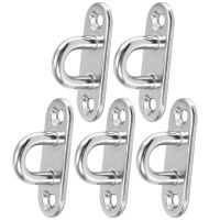 【YOYO Household Products】 5Pcs Stainless Steel Oblong Pad U Shape Eye Plate D Design Screw Wall Mount Hook Metal Staple Ring Hook Hardware Hook Hanger