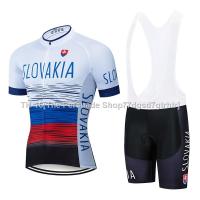 ∈❡ Slovakia Cycling Team Jersey Bib Set MTB Bicycle Clothing Road Bike Clothes 2023 Summer Shirt Mens Bib Short Maillot Sports Suit